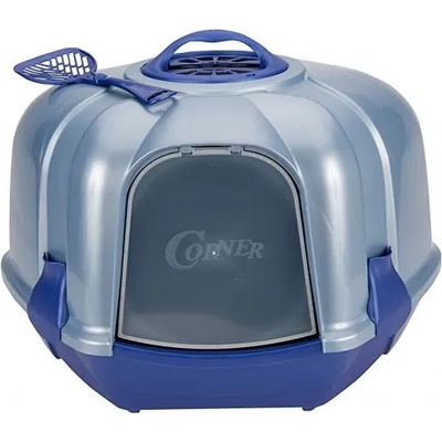MPS Italian Pet Products Corner - Закрита, ъглова котешка тоалетна, с лопатка и филтър с активен въглен - 52 × 59, 5 × 44, 5 (височина) см, mps Италия - 04670