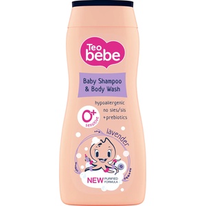 Teo Bebe Шампоан за коса и тяло Tео Bebe - Лавандула и пребиотик, 200 ml - baby