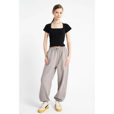 Reporter Young dívčí béžové teplákové kalhoty OVERSIZE s minimalistickým potiskem béžová