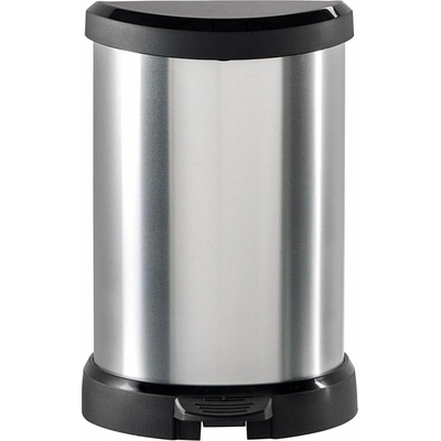 Curver Kôš DECO BIN 15 l, strieborný/čierny, na odpad, s pedálom
