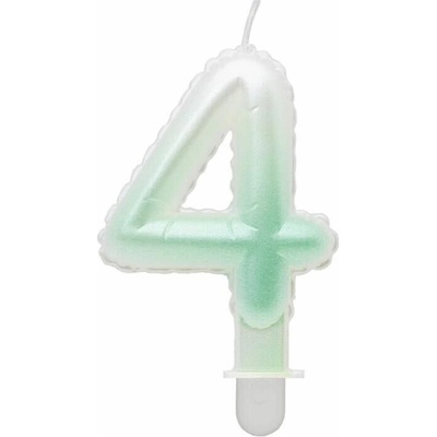 GoDan Dortová svíčka č. 4 balónková bílo-zelená