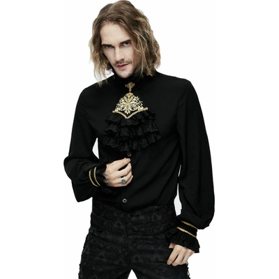 Devil Fashion košele Gabriel Gothic embroidered chiffon čierna