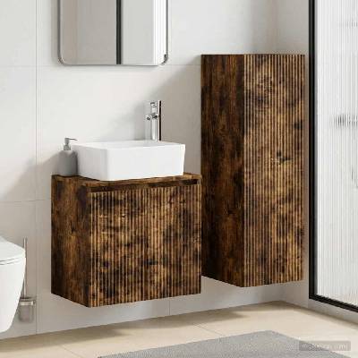 vidaXL Комплект мебели за баня 2 бр. Опушен дъб 33 x 34, 5 x 100 см (3406128)