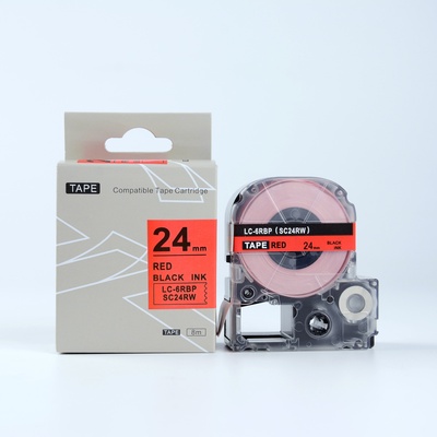 Compatible Epson LTS24RW, 24mm x 5m, червен печат / бял фон, съвместима лента (LTS24RW)