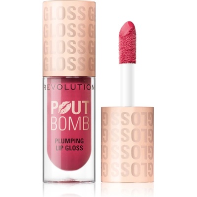 Revolution Beauty Pout Bomb блясък за устни с увеличаващ ефект цвят Rosewood Rose Pink 4.6ml