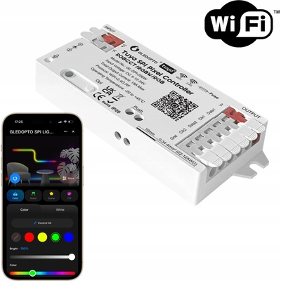 WiFi LED SPI ovladač TUYA Pixel RGBIC WS281x s mikrofonem pro digitální LED pásky