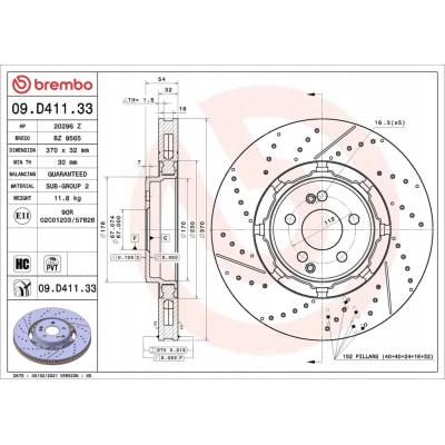 Brzdový kotúč BREMBO 09.D411.33 (09D41133)