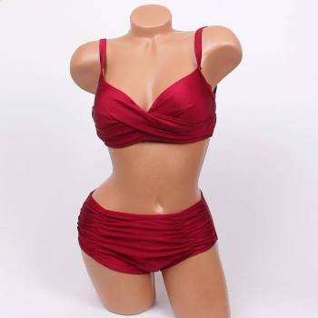 Image 1 of Стилен бански в цвят бордо - чашка c