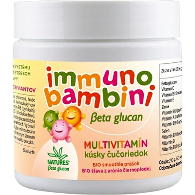 NATURES immuno bambini Beta glucan MULTIVITAMÍN kúsky čučoriedok 60 želatínových medvedíkov