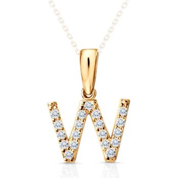 SAVICKI Висулка с буква w savicki: жълто злато, цирконий