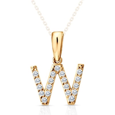 SAVICKI Висулка с буква w savicki: жълто злато, цирконий