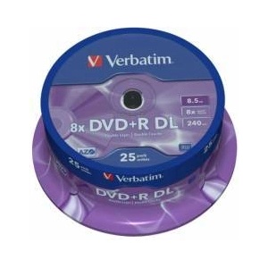 Verbatim DVD+R DL 25 бр. шпиндел - Wide Inkjet Printable, 8.5GB