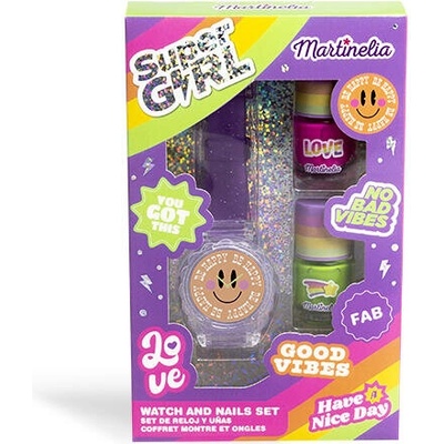Aquarius Cosmetic Комплект за маникюр с часовник, Martinelia, Super Girl, 3 части (MA44056)