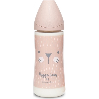 Suavinex Premium láhev na kaši Hygge vousky růžová 360ml