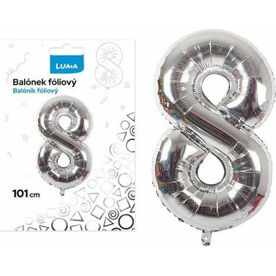 LUMA Balónek foliový č. 8 STŘÍBRNÝ 101 cm