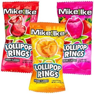 Mike and Ike Rings lízátko s ovocnou příchutí ve tvaru prstýnku 12 g