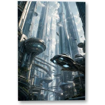 Plakát – Futuristická metropole s létajícími vozidly Bez rámu Ano Bez rámu 90 × 135 cm