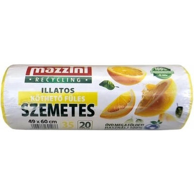Mazzini Vrecia na odpadky recyklované s uškom parfumované 35 l 20 ks 10 µm citrusová vôňa
