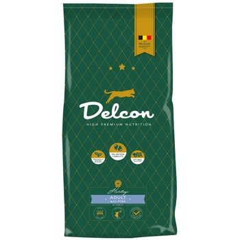 Delcon Cat Adult Fish High Premium - супер премиум суха храна за пораснали котки от всички породи, за здрава кожа и козина, с риба, домашни птици и ориз, 8, 75 кг - Белгия