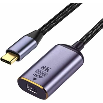 DeTech Преходник DeTech USB-C (м) към Mini DP(м), 8K, 60Hz, сив (DF17839)