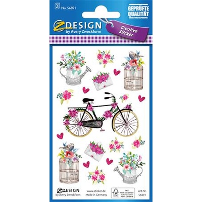 Avery zweckform Стикер, хартия, 3 листа, 76x120 mm, AVERY ZWECKFORM, "Z-Design No. 56891", цветя (56891)