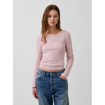 GAP Ребрести тениска с лого GAP GAP | Rozov | ЖЕНИ | S