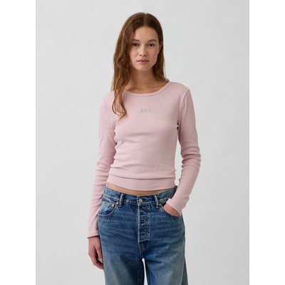 GAP Ребрести тениска с лого GAP GAP | Rozov | ЖЕНИ | S