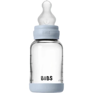 BIBS Стъклена бебешка бутилка Bibs - Със силиконов биберон, 120 ml, Baby Blue (50191231) - baby