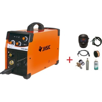 JASIC MIG 180 N240 + hořák + kabely + kukla + redukční ventil + sprej + drát + lahev CO2 PLNÁ
