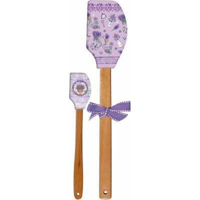 ALVARAK Stěrka kuchyňská 2 ks 32 + 21 cm, silikon/dřevo, levandule mix/věnec