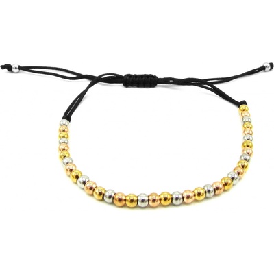 Steel Jewelry náramek šňůrkový KULIČKY černý NR240179