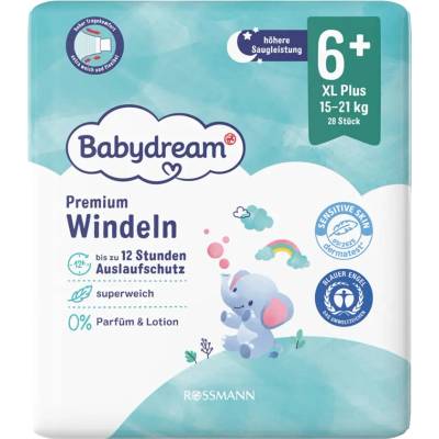 Babydream Premium 15–21 kg 6+ XL Plus 28 ks