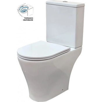 Inter Ceramic Моноблок 7684P TORNADO, Inter Ceramic, седалка и капак, порцелан, бял, 84x61x36см (7684P TORNADO)