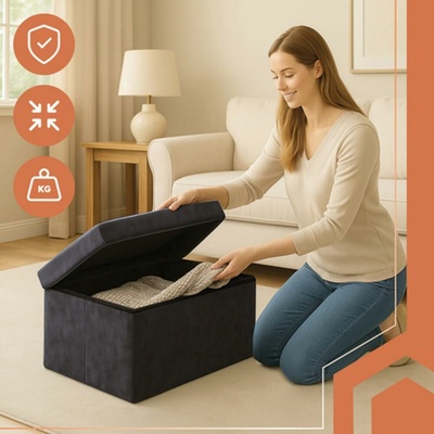 Ruhhy 26130 Taburet s úložným prostorem 76 × 38 × 38 cm, tmavě šedý