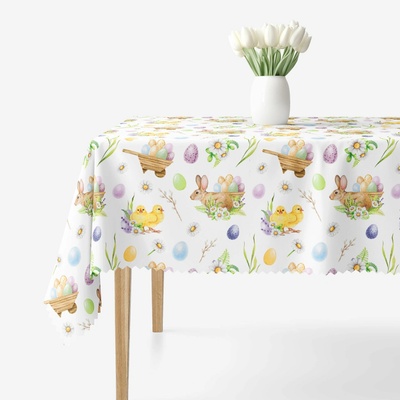 Goldea veľkonočný hranatý teflónový obrus symboly veľkej noci 80x80 cm