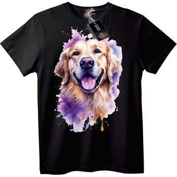 NOONEBRAND Тениска Акварелен златен ретривър - 2XL, Black