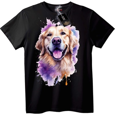 NOONEBRAND Тениска Акварелен златен ретривър - 2XL, Black