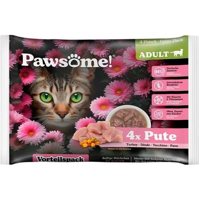 Pawsome! Adult s krůtím mäsom 4 x 85 g