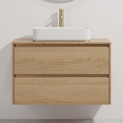 Bath Deluxe Шкаф за баня с мивка TRONDHEIM/LJORDAL 90x57x46 см дъб/бял (SETBT0154D)