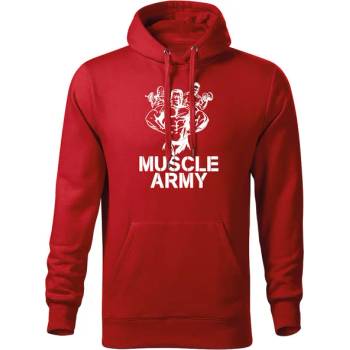 DRAGOWA мъжки суитшърт с качулка Muscle Army Team, червен, 320 г/м2 (5707)