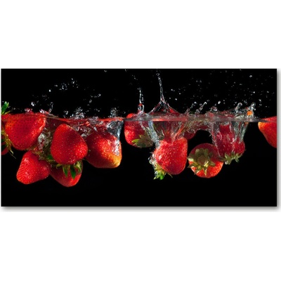 Foto obraz fotografie na skle Jahody pod vodou 100x50 cm