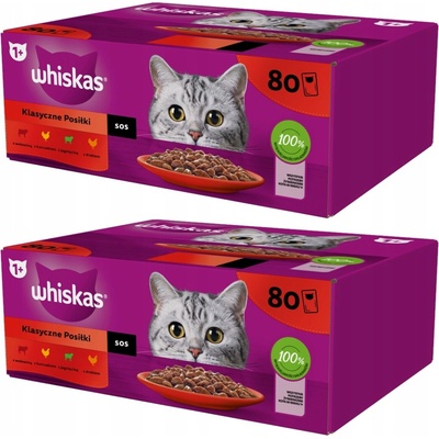 Whiskas Klasické pokrmy Mix Chutí v omáčce 160 x 85 g