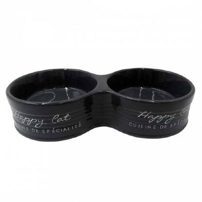 Duvo+ Happy Cat keramická dvojmiska pre mačky 26 x 13 x 5,5 cm 300 ml