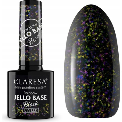 Claresa Hybridní báze na nehty Rainbow Jello Base Black s kousky fólie 5 g
