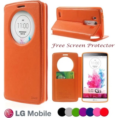 LG G3 D855 Window Wallet Кожен Калъф + Скрийн Протектор