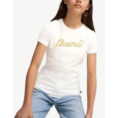 PUMA Essentials Script Metallic Tee White