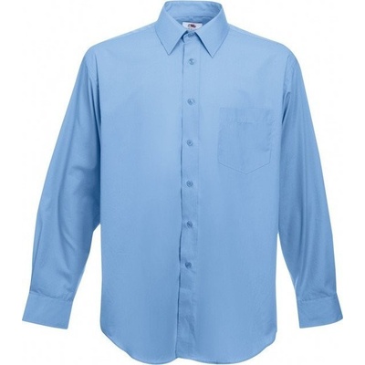 Fruit of the Loom pánská košile poplin dlouhý rukáv F602 modrá střední