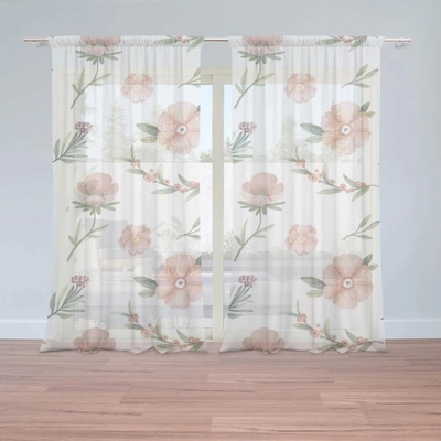 Sablio Záclony Maľované kvety: 2ks 150x250cm