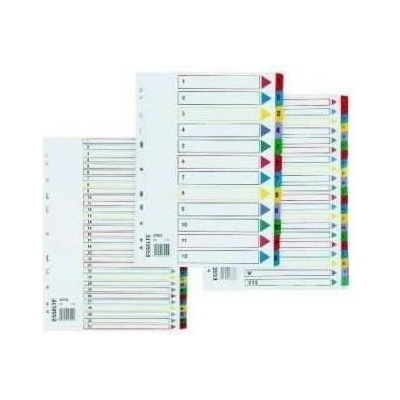 Zosilnené registre "Mylar", mix farieb, kartón, A4, AZ, ESSELTE