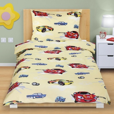 Bellatex bavlna obliečky Pretekárske autá žltá 140x200 70x90